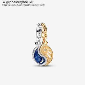 Pandora Two-tone Splittable Sun & Moon Dangle Charm